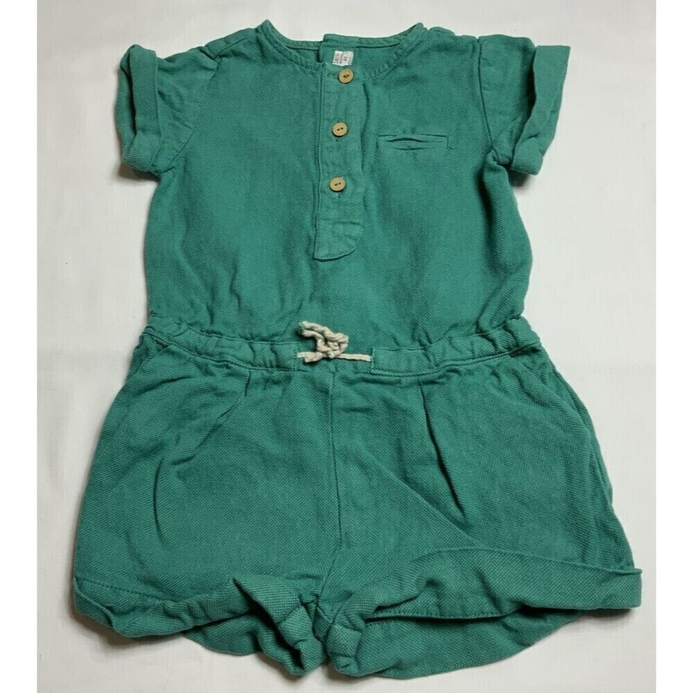 Zara Kids Romper Infant 1pc Cotton Linen Blend Green Size 18-24 Months